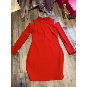 Express cold shoulder red dress